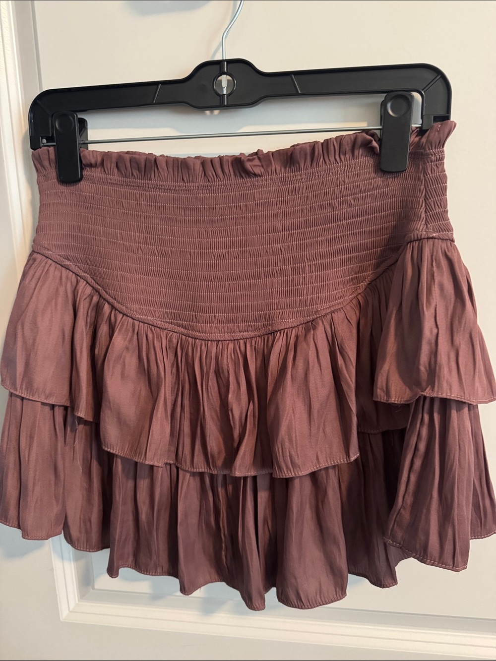 Mustard Seed Smocked Waist Ruffle Mini Skort  - Dusty Rose